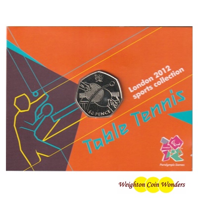 2011 BU 50p Coin (Card) - London 2012 - Table Tennis - Click Image to Close